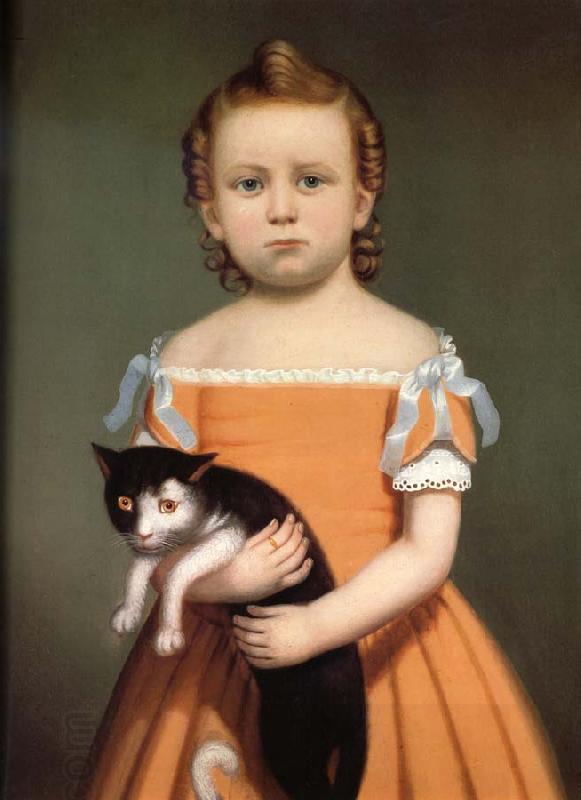 William Thompson Bartoll Gril and Cat China oil painting art